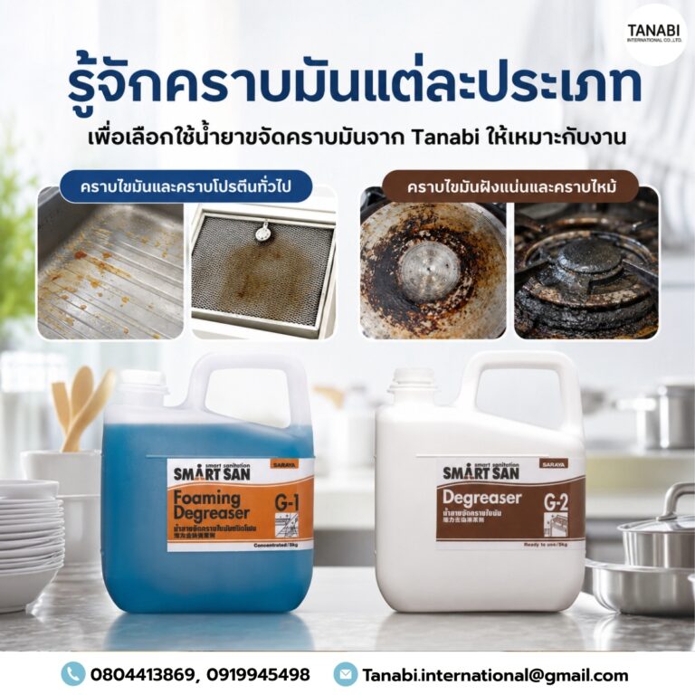 รู้จักคราบมันแต่ละประเภท เพื่อเลือกใช้น้ำยาขจัดคราบมันจาก Tanabi ให้เหมาะกับงาน